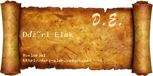 Déri Elek névjegykártya